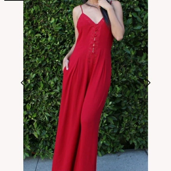 Free People red jumpsuit s S - Picture 7 of 9
